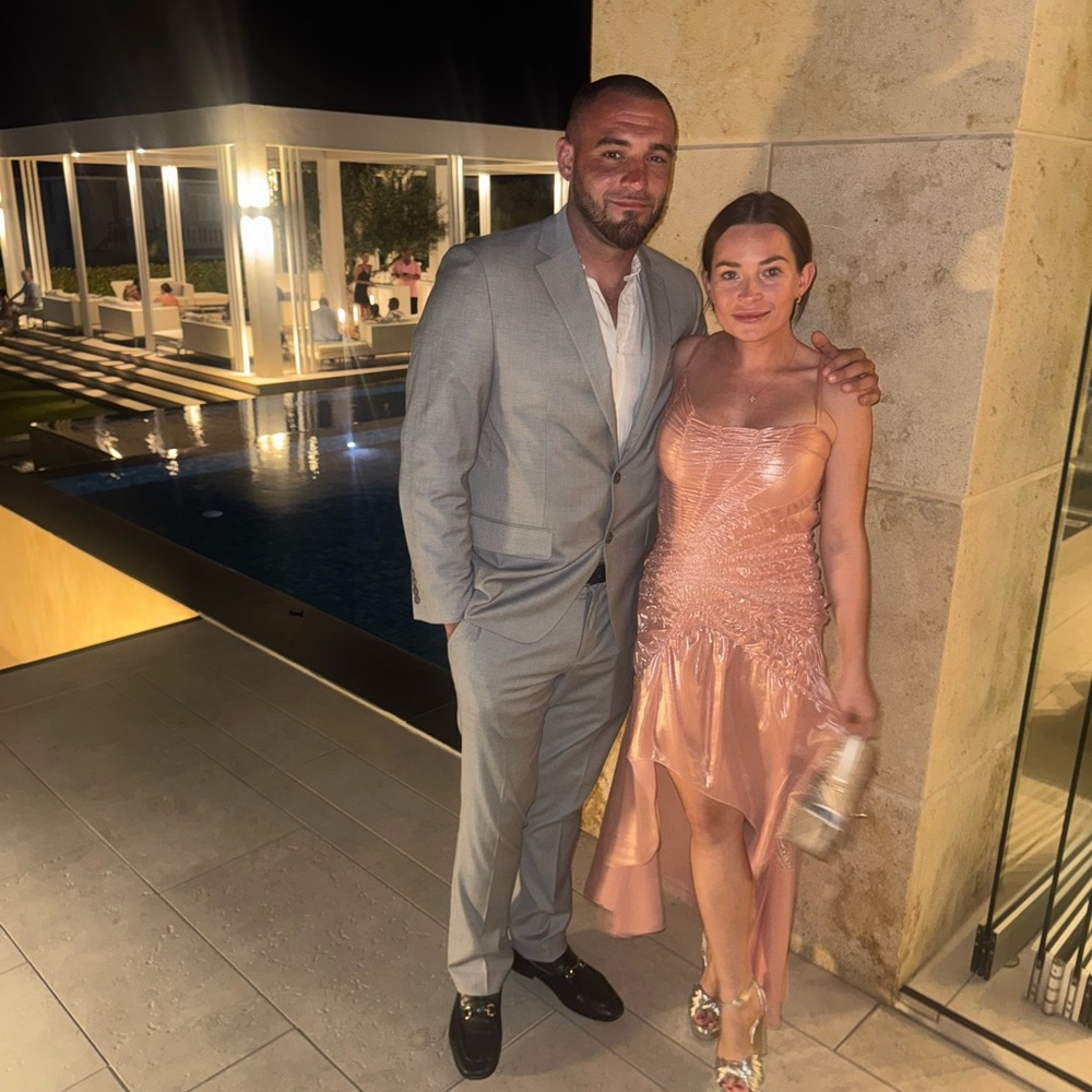 Pink and Gold Asymmetrical High-Low Sundress